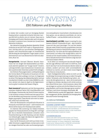 Impact Investing: ESG Faktoren und Emerging Markets - Börse Social Magazine #07