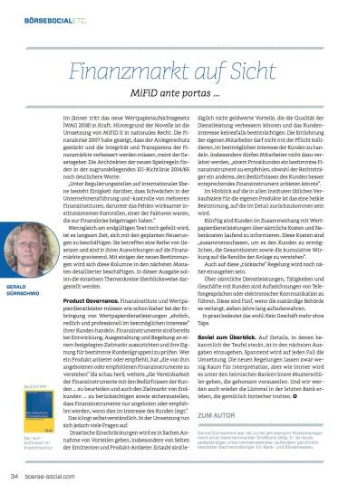 Finanzmarkt auf Sicht
Finanzmarkt auf Sicht: MiFiD ante portas … - Börse Social Magazine #08