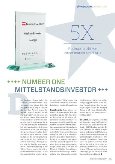 Number One 2018 Rosinger Mittelstandsinvestor