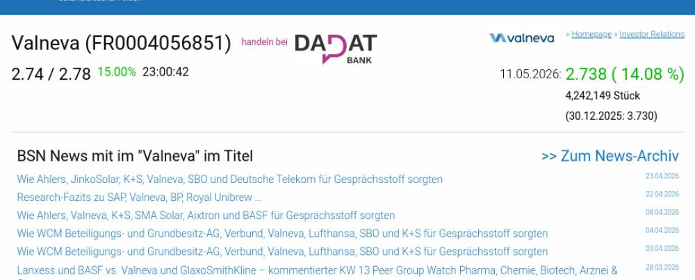 Wie Valneva, JinkoSolar, Aixtron, Deutsche Pfandbriefbank, ThyssenKrupp ...