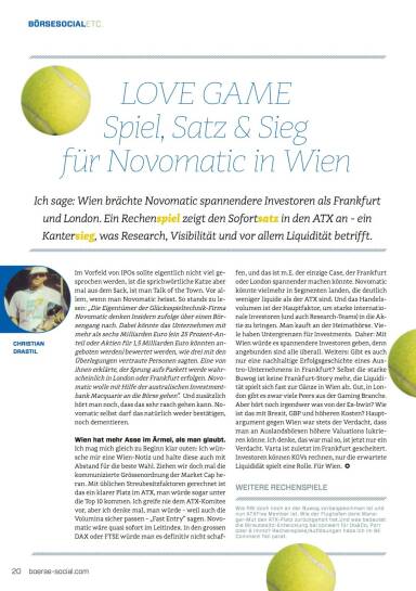 LOVE GAME Spiel, Satz & Sieg f&uuml;r Novomatic in Wien