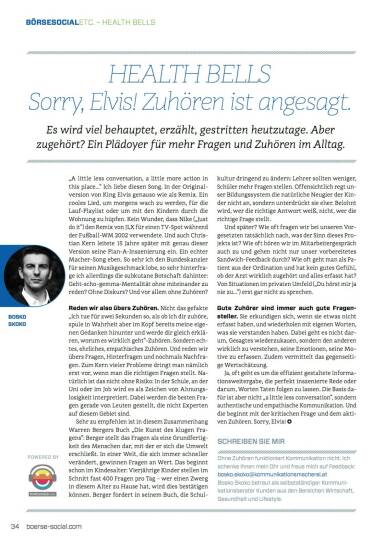 HEALTH BELLS: Sorry, Elvis! Zuh&ouml;ren ist angesagt - B&ouml;rse Social Magazine #04