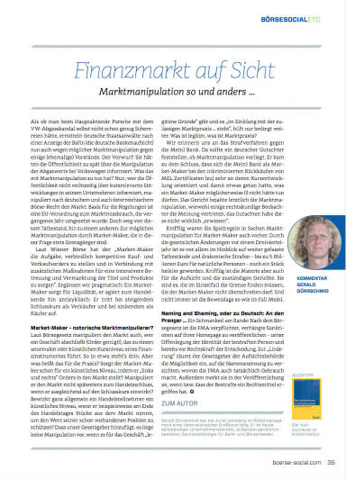 Finanzmarkt auf Sicht: Marktmanipulation so und anders &hellip; - B&ouml;rse Social Magazine #05