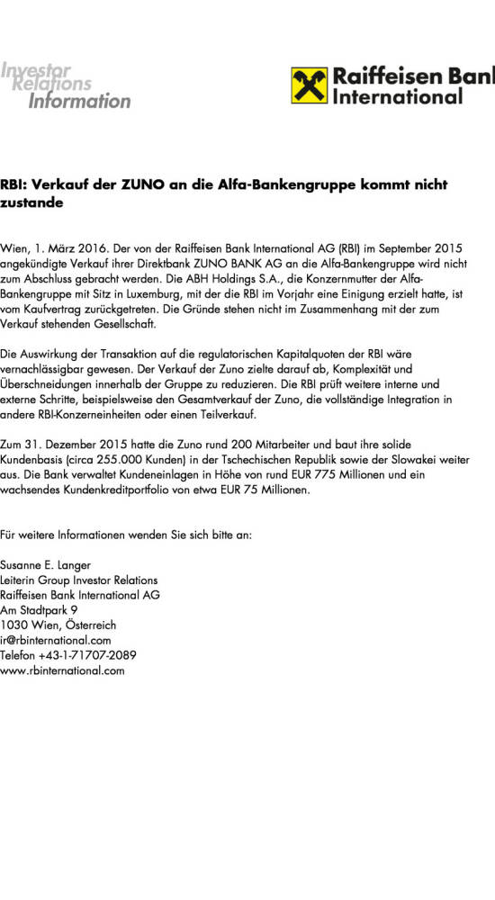 Raiffeisen Bank International Ag Investor Relations