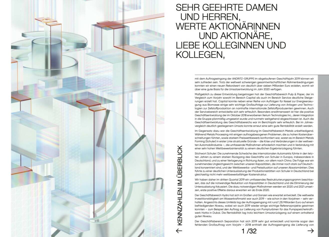 Doppelseite Andritz Geschäftsbericht 2019