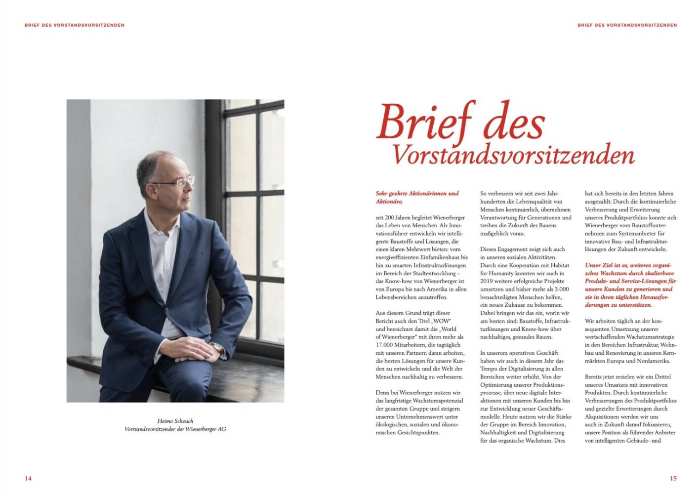 Doppelseite Wienerberger Geschäftsbericht 2019