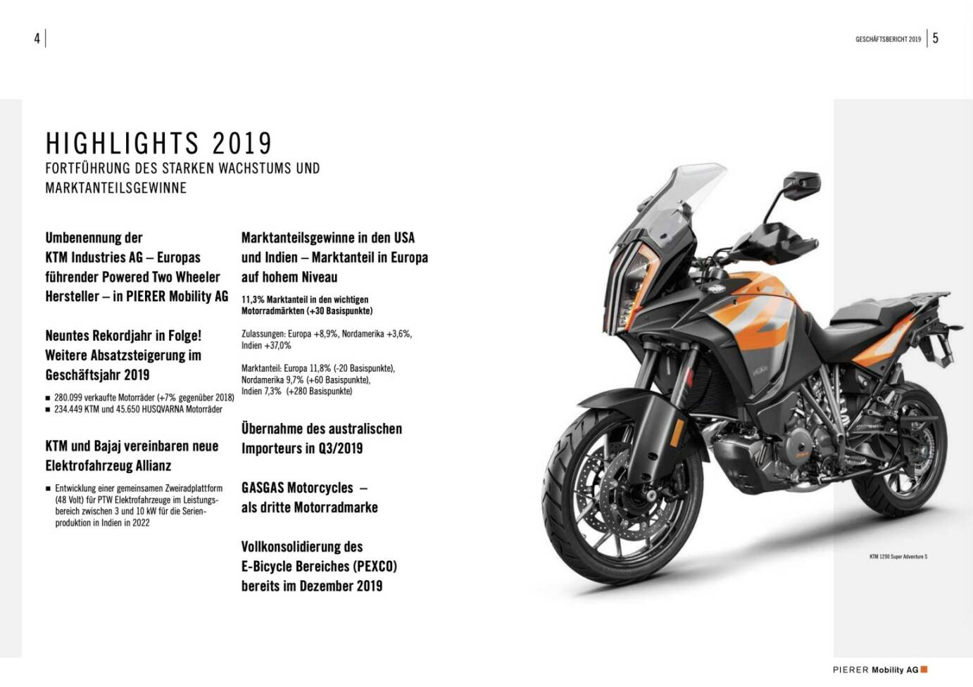 Doppelseite Pierer Mobility Geschäftsbericht 2019