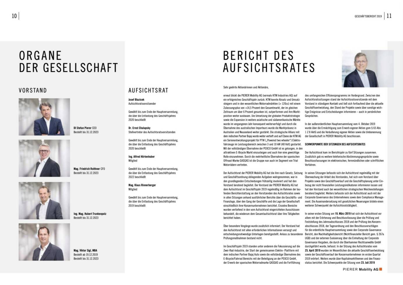 Doppelseite Pierer Mobility Geschäftsbericht 2019