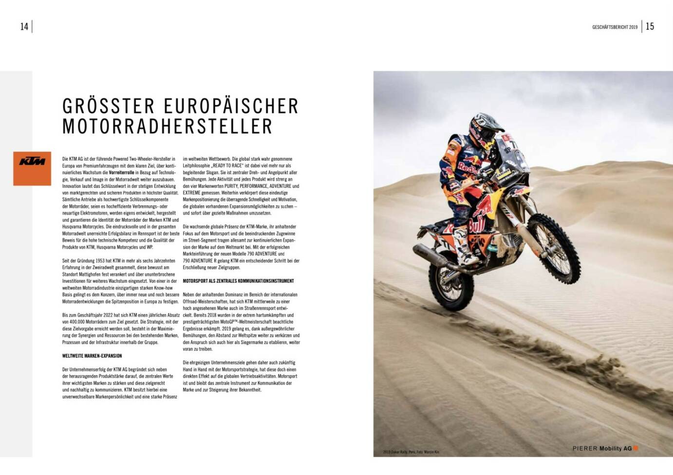 Doppelseite Pierer Mobility Geschäftsbericht 2019