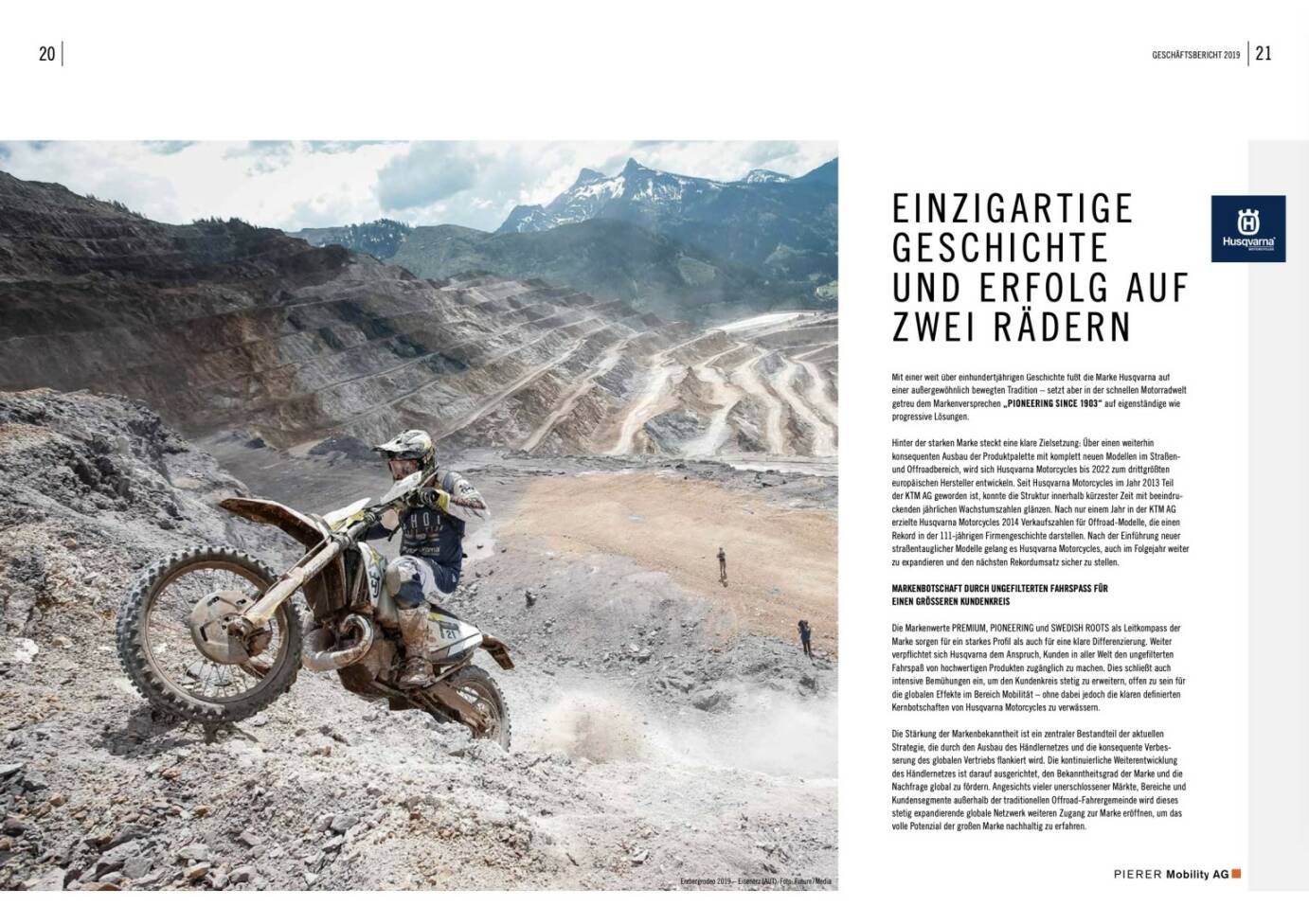 Doppelseite Pierer Mobility Geschäftsbericht 2019
