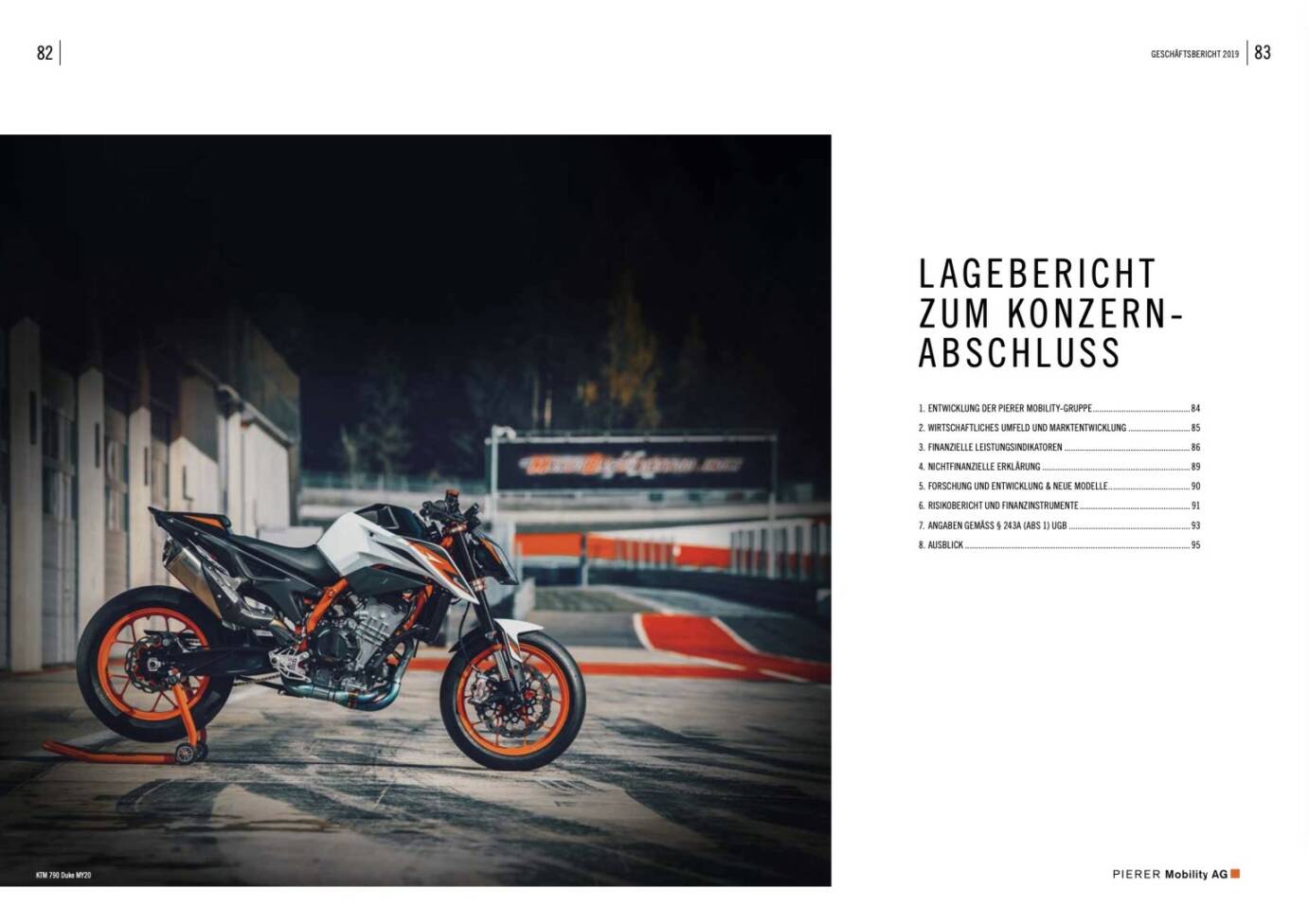 Doppelseite Pierer Mobility Geschäftsbericht 2019