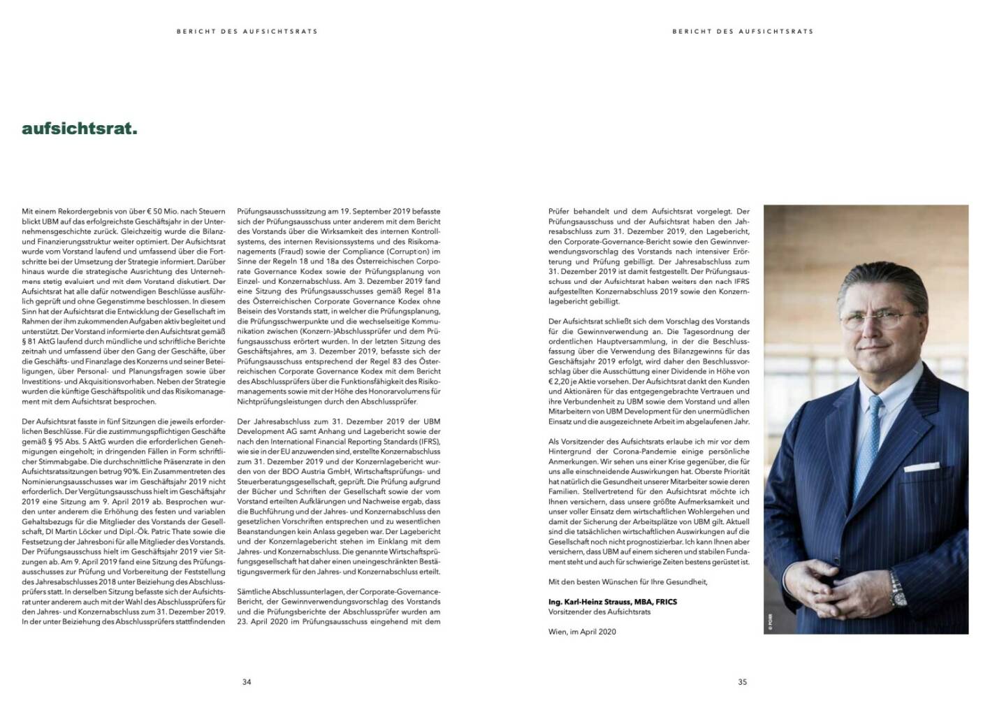 Doppelseite UBM Geschäftsbericht 2019