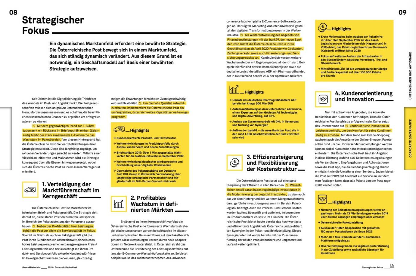 Doppelseite Österr. Post Geschäftsbericht 2019