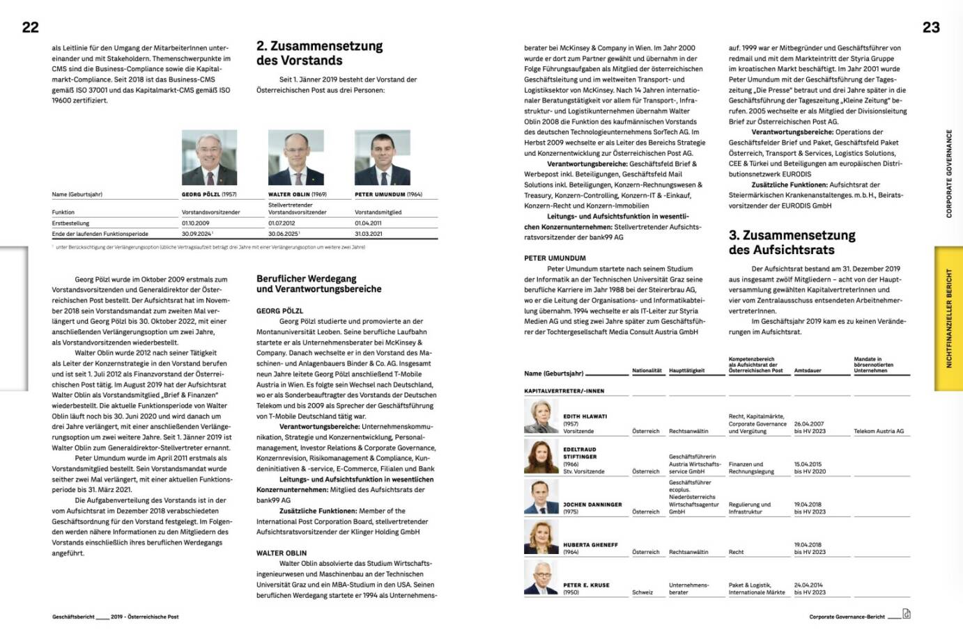 Doppelseite Österr. Post Geschäftsbericht 2019