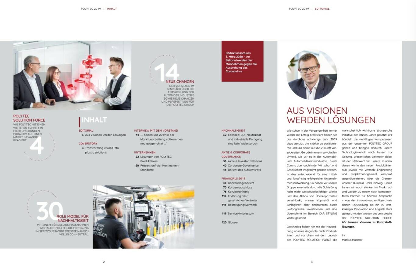 Doppelseite Polytec Geschäftsbericht 2019