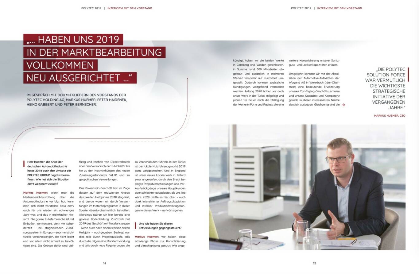 Doppelseite Polytec Geschäftsbericht 2019