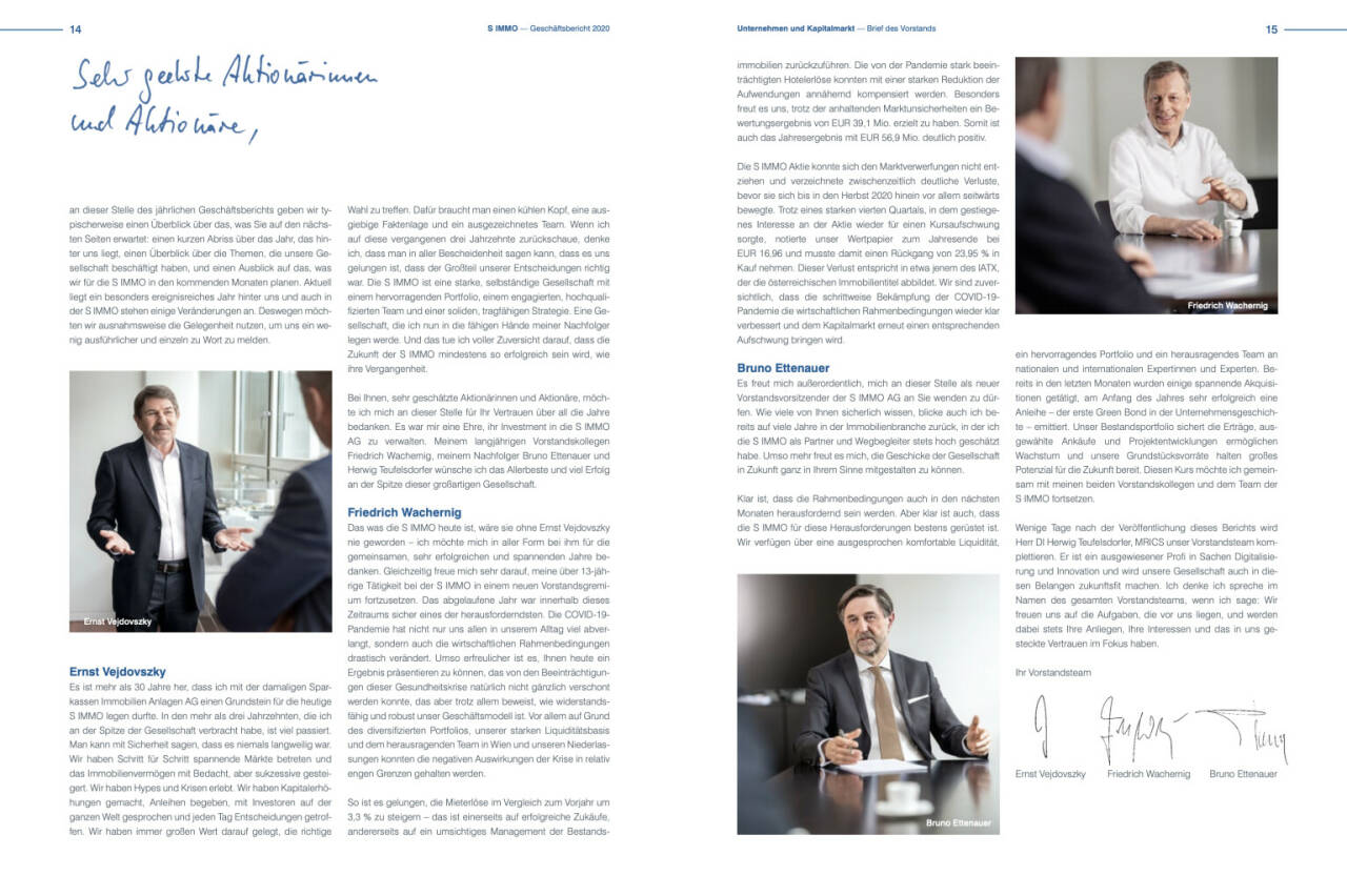 Doppelseite S Immo Geschäftsbericht 2020