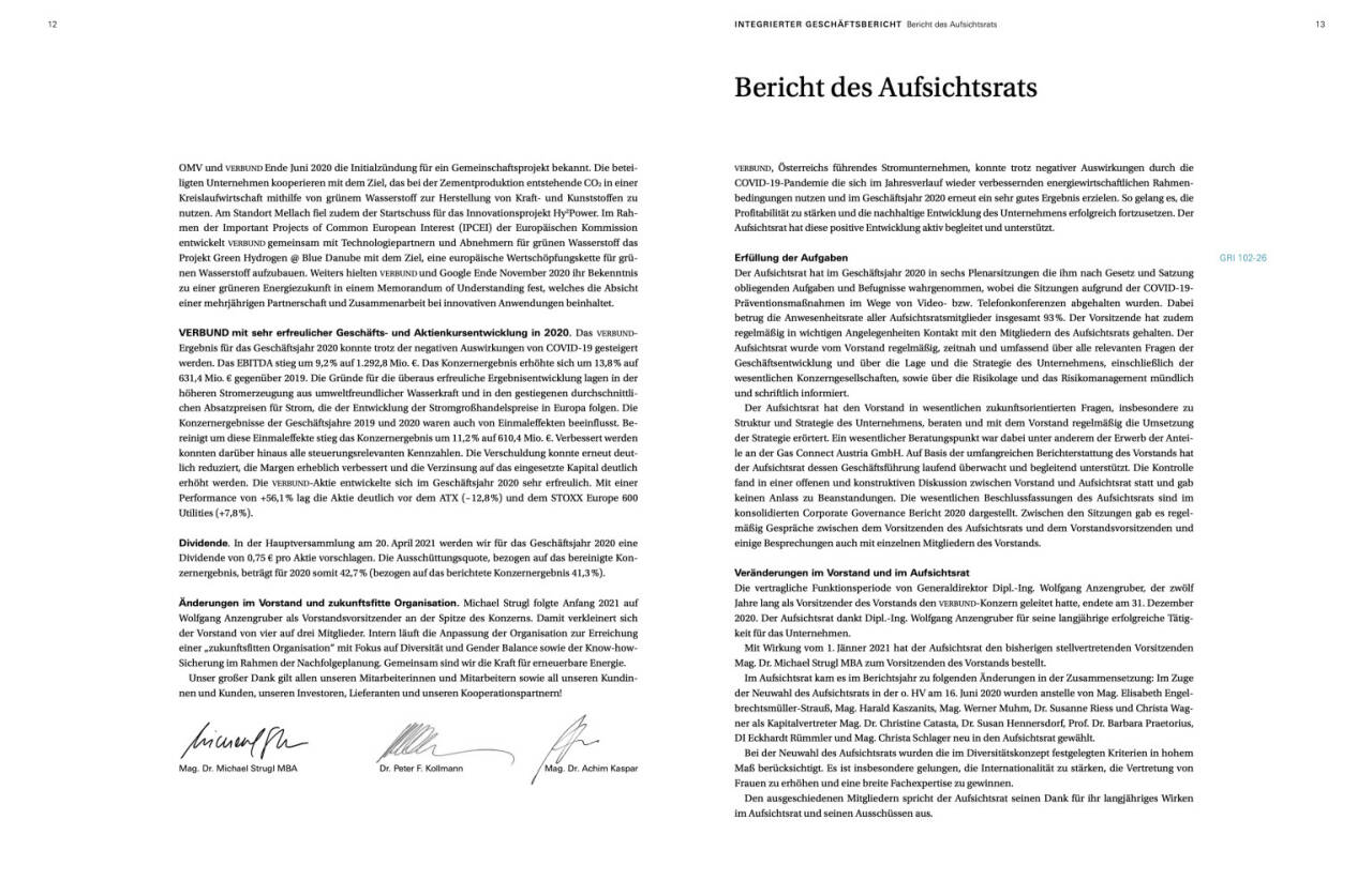 Doppelseite Verbund Geschäftsbericht 2020