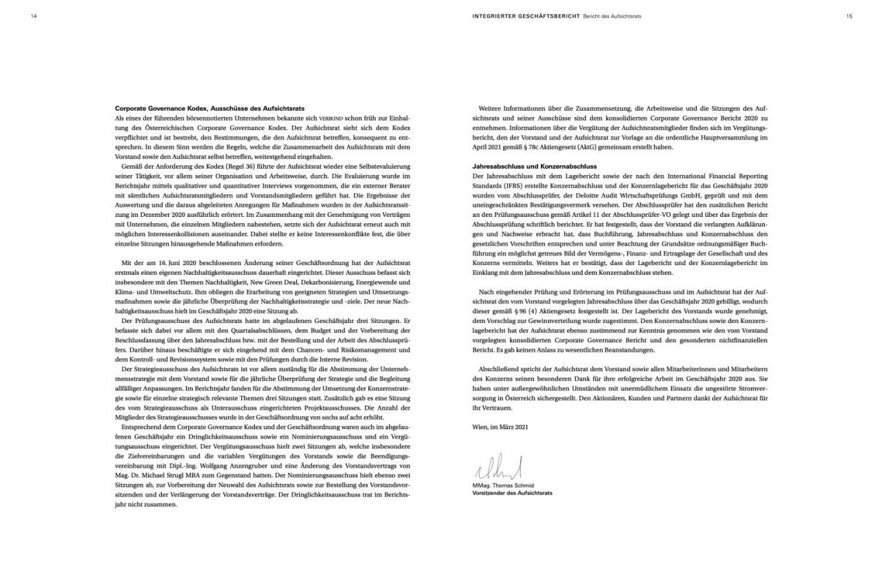 Doppelseite Verbund Geschäftsbericht 2020