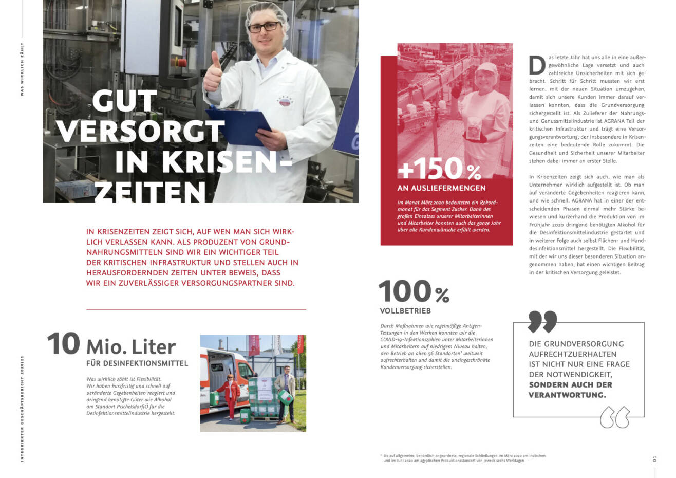 Doppelseite Agrana Geschäftsbericht 2020