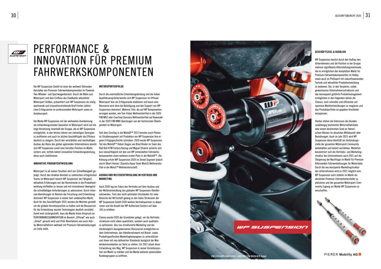 Doppelseite Pierer Mobility Geschäftsbericht 2020