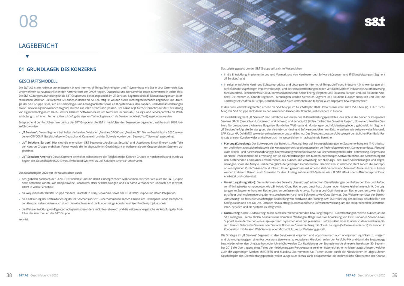 Doppelseite S&T Geschäftsbericht 2020