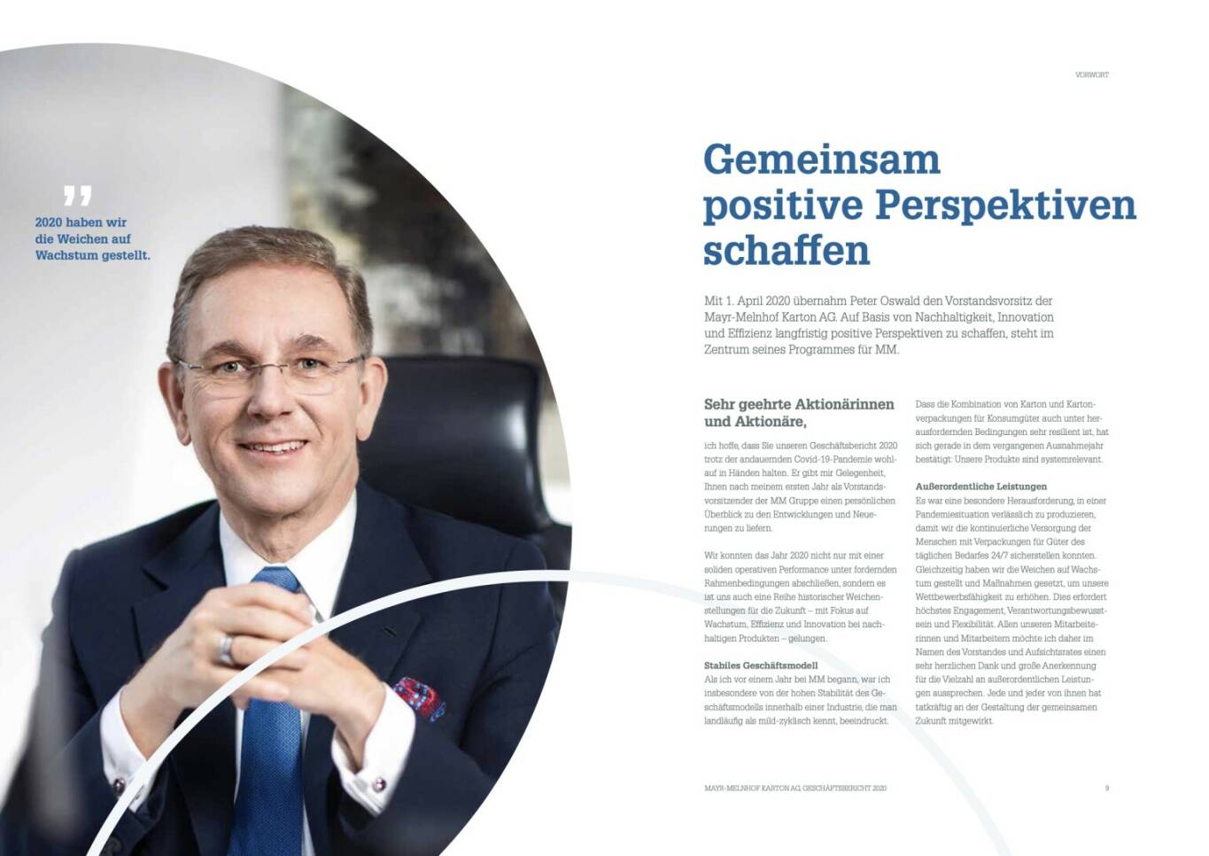 Doppelseite Mayr-Melnhof Geschäftsbericht 2020