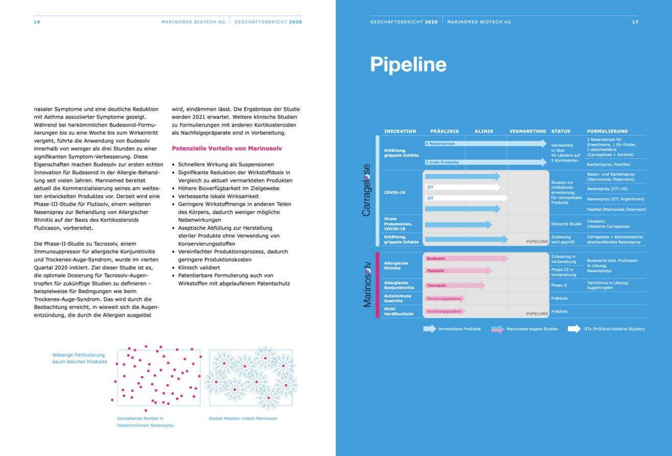 Doppelseite Marinomed Geschäftsbericht 2020