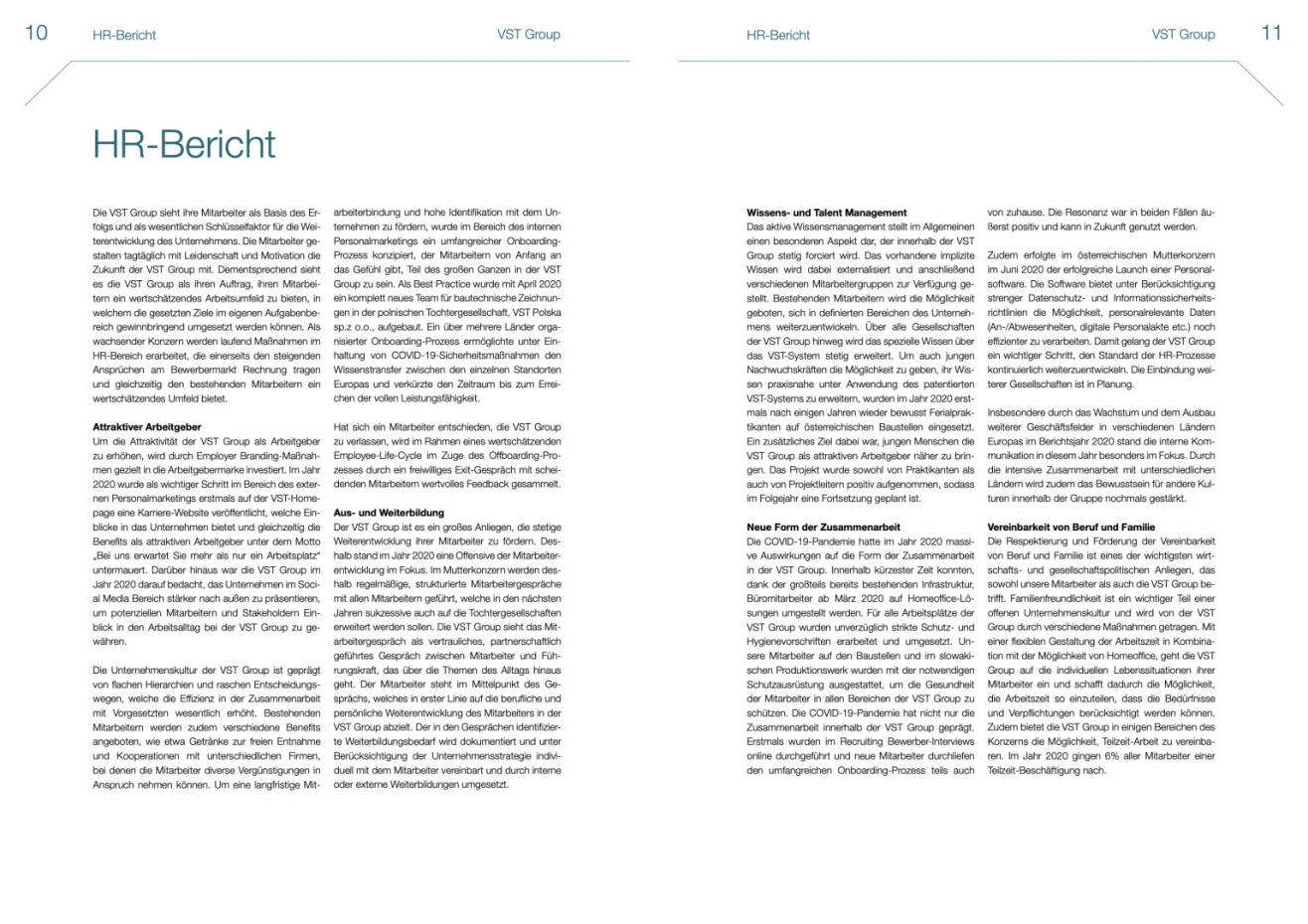 Doppelseite VST Geschäftsbericht 2020