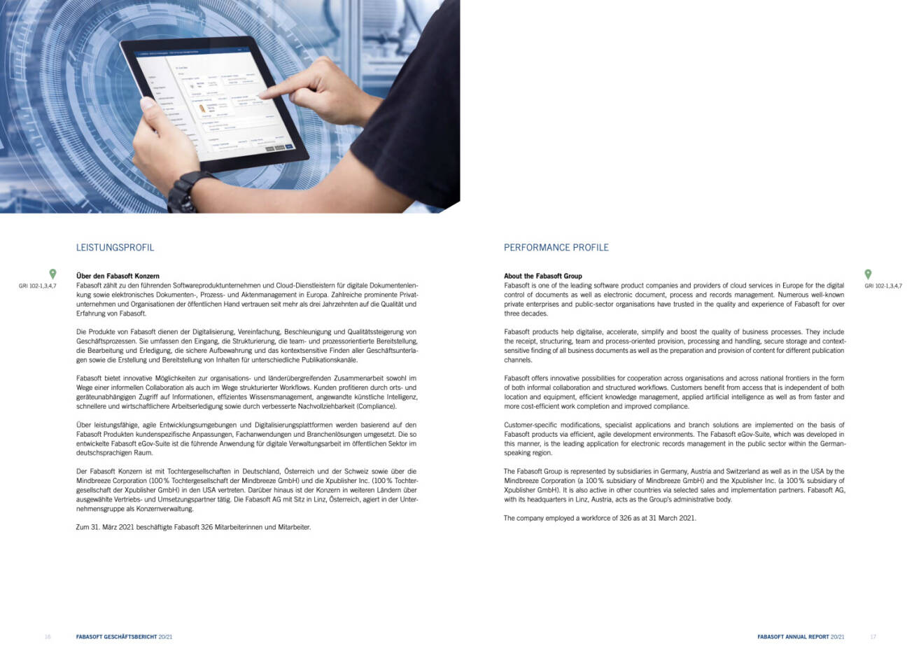 Doppelseite Fabasoft Geschäftsbericht 2020/2021