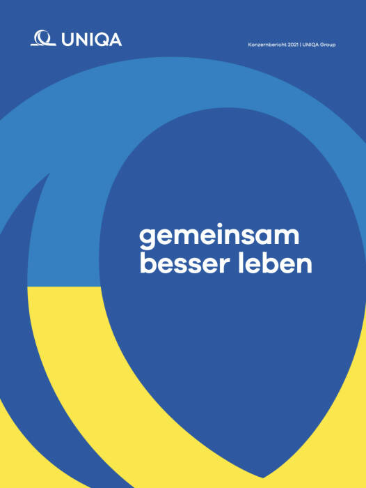 Vorderseite Uniqa Geschäftsbericht 2021