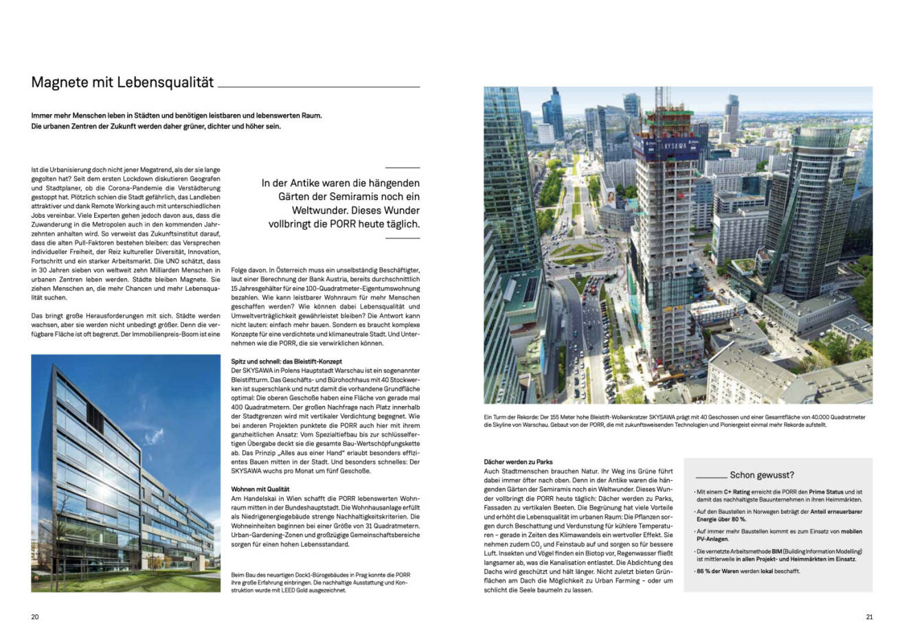 Doppelseite PORR Geschäftsbericht 2021