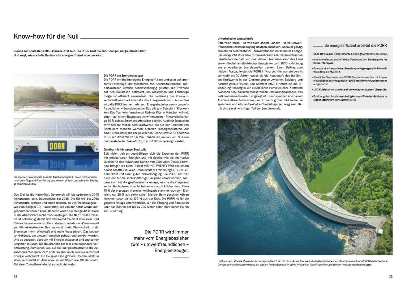 Doppelseite PORR Geschäftsbericht 2021