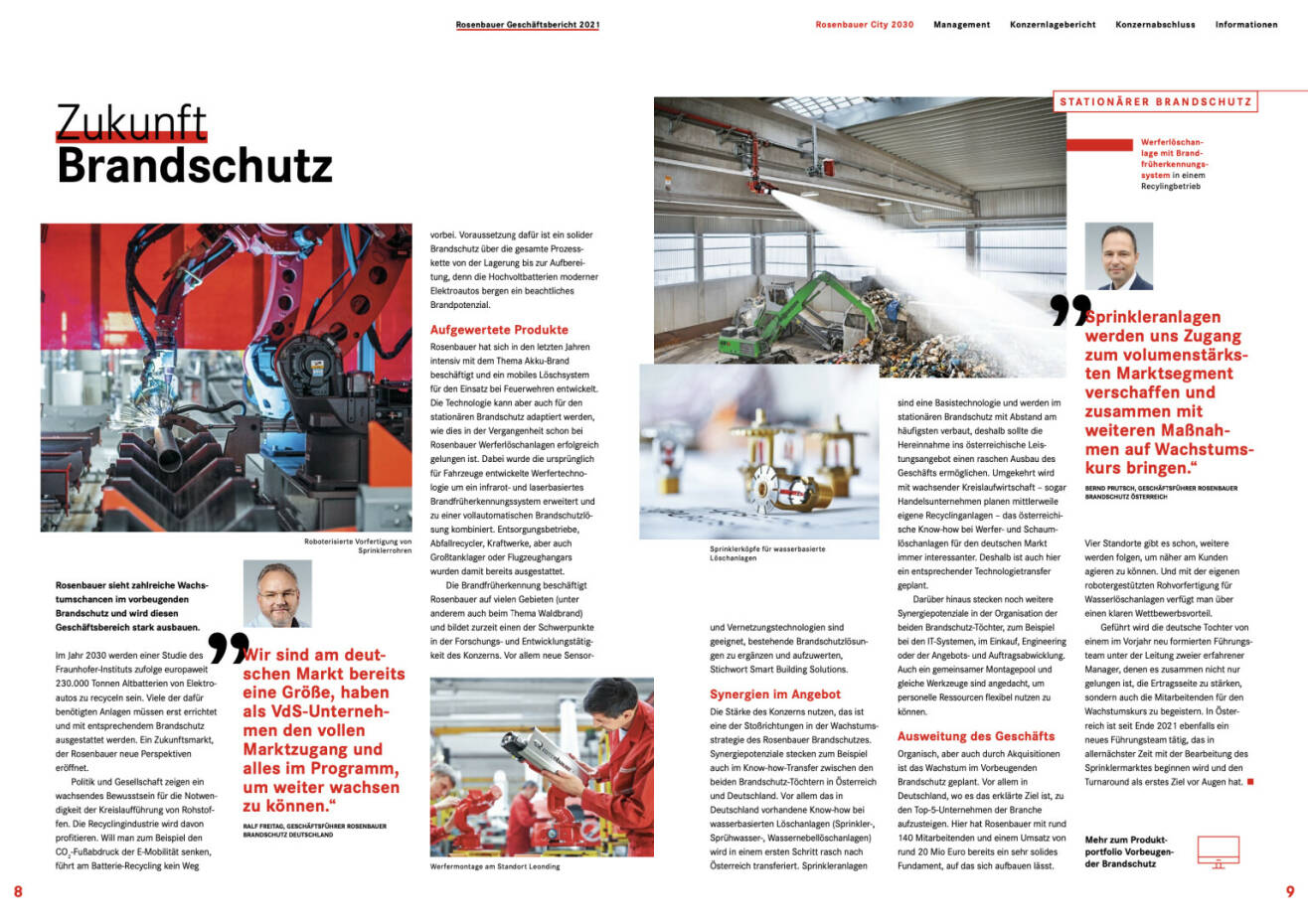 Doppelseite Rosenbauer Geschäftsbericht 2021