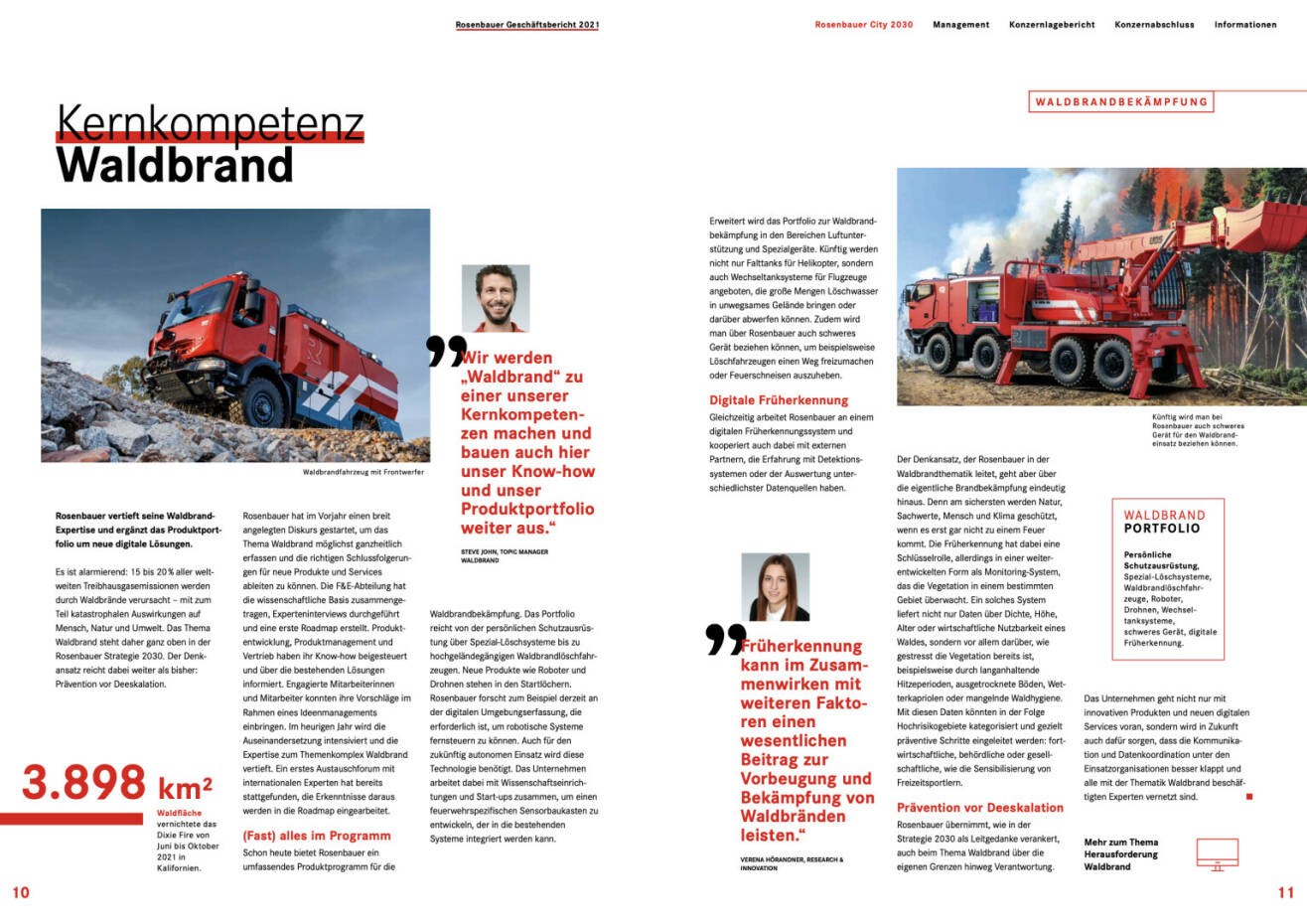 Doppelseite Rosenbauer Geschäftsbericht 2021
