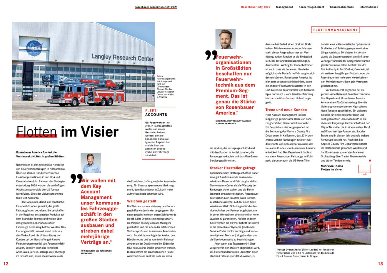 Doppelseite Rosenbauer Geschäftsbericht 2021