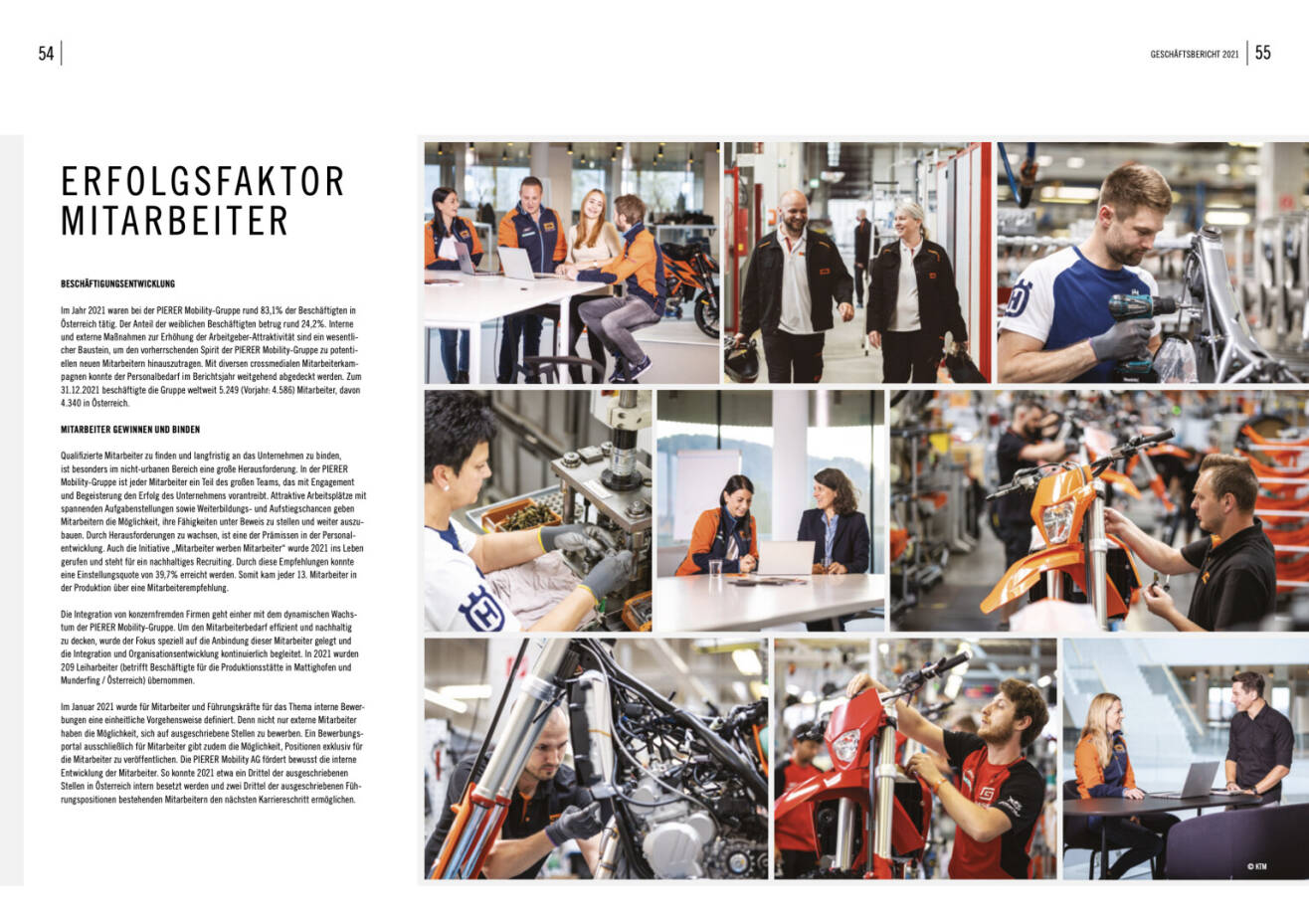 Doppelseite Pierer Mobility Geschäftsbericht 2021