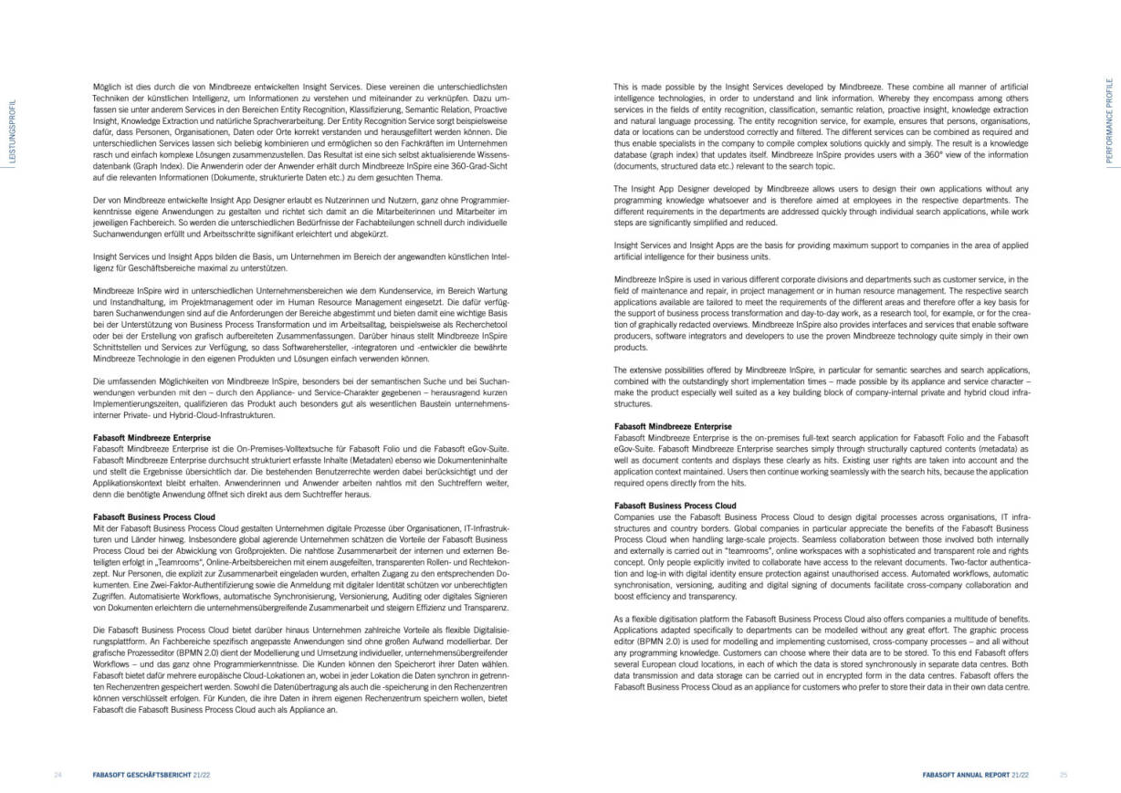 Doppelseite Fabasoft Geschäftsbericht 2021/2022